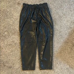 A&F Black Faux Leather Joggers